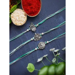 eCraftIndia Set of 3 Religious Rakhis with Sibling Agreement & Roli Chawal Pack-picture-31