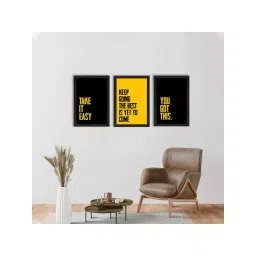 eCraftIndia Set of 3 'Take It Easy' Motivational Quote Satin Matt Texture UV Art Painting-picture-33