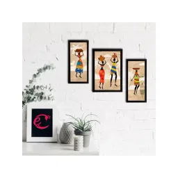 eCraftIndia Set of 3 Tribal Theme Satin Matt Textured UV Art Painting-picture-32