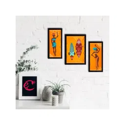 eCraftIndia Set of 3 Tribal Theme Satin Matt Textured UV Art Painting-picture-20