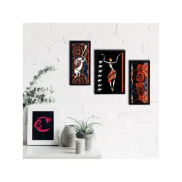 eCraftIndia Set of 3 Tribal Theme Satin Matt Textured UV Art Painting-picture-31