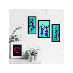 eCraftIndia Set of 3 Tribal Theme Satin Matt Textured UV Art Painting-picture-47