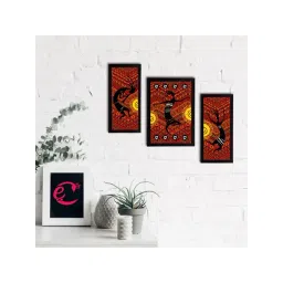 eCraftIndia Set of 3 Tribal Theme Satin Matt Textured UV Art Painting-picture-32