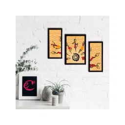 eCraftIndia Set of 3 Tribal Theme Satin Matt Textured UV Art Painting-picture-18