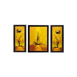 eCraftIndia Set of 3 Yellow Dancing Girls UV Wall Art-picture-32