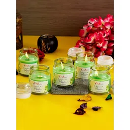 eCraftIndia Set Of 5 Green Apple Scented Jar Candles-image-13