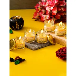 eCraftIndia Set Of 5  Lemon Grass Scented Minijar Candle-image-48