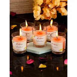 eCraftIndia Set Of 5 Orange Vanilla Scented Jar Candles-image-15