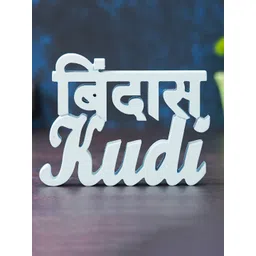 eCraftIndia Sky Blue "Bindass Kudi" Wooden Cutout Decorative Showpiece-picture-10