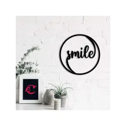 eCraftIndia 'Smile' Black Engineered Wood Wall Art Cutout, Ready to Hang Home Decor-picture-39