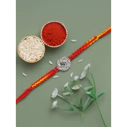 eCraftIndia Traditional Silver Om Symbol Rakhi for Brother with Sibling Agreement & Roli Chawal Pack-picture-43