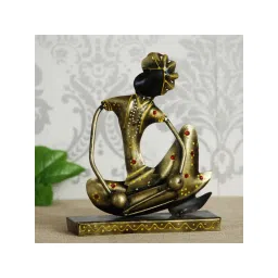 eCraftIndia Tribal Man with Pagdhi Playing Musical Instrument Dholak Decorative Showpiece-picture-13