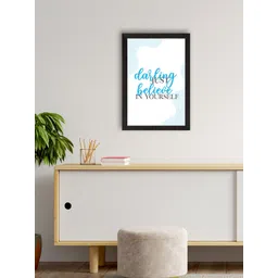 eCraftIndia White & Blue Motivational Quote Printed Framed UV Art Painting-picture-21