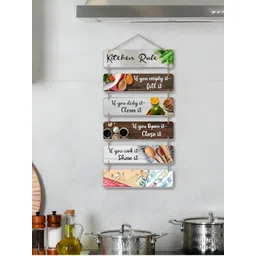 eCraftIndia White & Brown Kitchen Rule Printed Wooden Wall Hangings-picture-25