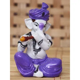 eCraftIndia White & Purple Handcrafted Lord Ganesha Playing Flute Showpiece-picture-28