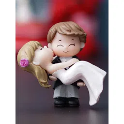 eCraftIndia White Bride Kissing Groom Romantic Decorative Showpiece-picture-24