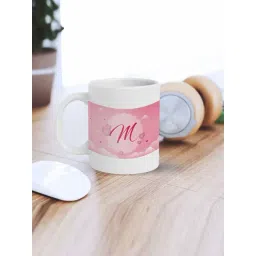 eCraftIndia White Ceramic Heart Clouds With Alphabet M Printed Coffee Mug (0.25 L)-picture-18