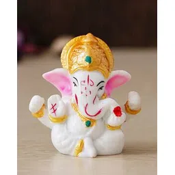 ecraftindia White Lord Ganesha Idol with Golden Mukut-picture-13