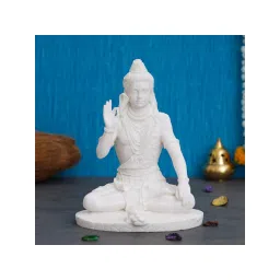 eCraftIndia White Polyresin Blessing Lord Shiva Statue-picture-16