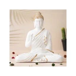 eCraftIndia White Polyresin Handcrafted Blessing Lord Buddha Idol-picture-25