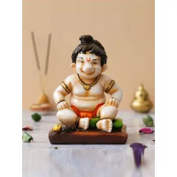 eCraftIndia White Polyresin Hcrafted Sitting Lord Ganesha Idol Showpieces-picture-27