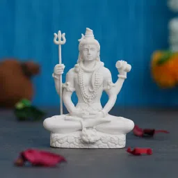 eCraftIndia White Polyresin Lord Shiva Statue image 1