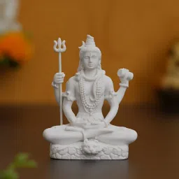 eCraftIndia White Polyresin Lord Shiva Statue image 2