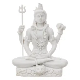 eCraftIndia White Polyresin Lord Shiva Statue image 3