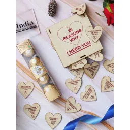 eCraftIndia Wooden 20 Reasons Why I Need You Gift Box & Ferrero Rocher Chocolates (5 Pcs)-picture-21