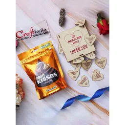 eCraftIndia Wooden 20 Reasons Why I Need You Gift Box & Hershey'S Kisses Almonds Chocolate-picture-27