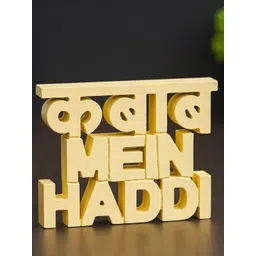 eCraftIndia Yellow Handcrafted Kabab Mein Haddi Wooden Cutout Showpiece-image-42