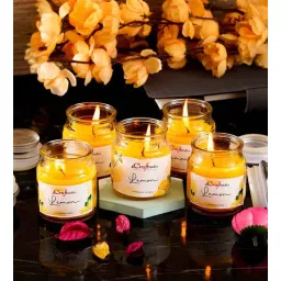 Lemon Yellow Wax (Set of 5) Scented Jar Candles-image-35