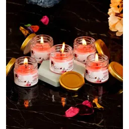 Rose Pink Wax (Set of 5) Scented Jar Candles-image-36