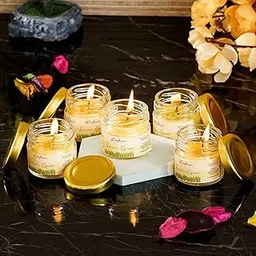 eCraftIndia Set of 5 Mini Jar Lemon Grass Scented Candles for Home Decoration - Fragrance Candles for Bedroom, Meditation, and Studying for Christmas, Diwali, Birthdays, Valentine's Day-image-14