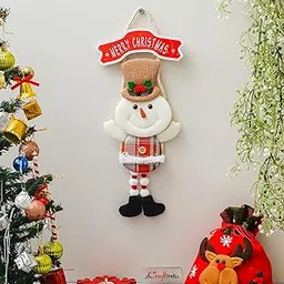 eCraftIndia Snowman Merry Christmas Decor Wall Door Hanging Ornament Props | Christmas Tree Decoration Items for Home Living Room Office | Xmas Gifts for Women Men Kids Girls Boys Friends image 1