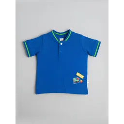 Ed-a-Mamma Baby Boys Bio Finish Graphic Printed Mandarin Collar Cotton T-shirt-image-10