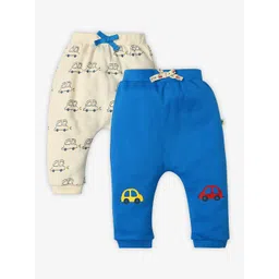 Ed-a-Mamma Baby Infant Boys Pack Of 2 Printed Pure Cotton Mid-Rise Joggers-image-8
