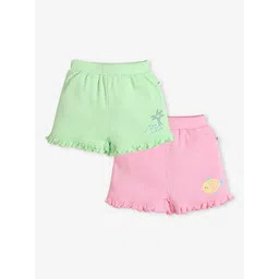 Ed-a-Mamma Baby Pack of 2 Girls Mid-Rise Cotton Shorts-image-4
