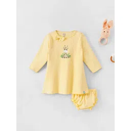 Ed-a-Mamma Baby Yellow Solid Full Sleeves Dress with Bloomer-picture-19