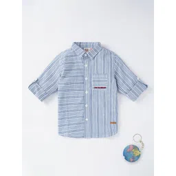 Ed-a-Mamma Boys Blue Multi Striped Sustainable Cotton Casual Shirt-picture-28
