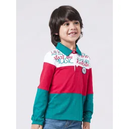 Ed-a-Mamma Boys Colourblocked Pure Cotton Polo Collar T-shirt-picture-46