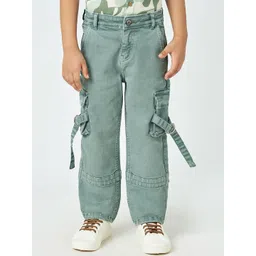 Ed-a-Mamma Boys Comfort Fit Mid-Rise Stretchable Cargo Jeans-picture-21