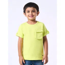 Ed-a-Mamma Boys Green Solid Cotton T-Shirt-picture-56