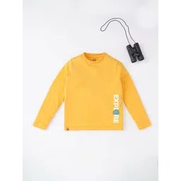 Ed-a-Mamma Boys Mustard Yellow Typography T-shirt image 1