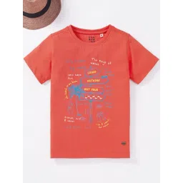 Ed-a-Mamma Boys Orange Cotton Printed T-Shirt-picture-45