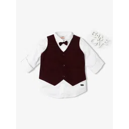 Ed-a-Mamma Boys Spread Collar Cotton Casual Shirt And Waist Coat-picture-29