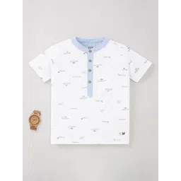 Ed-a-Mamma Boys Typography Printed Henley Neck Pure Cotton T-shirt-picture-24