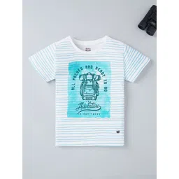 Ed-a-Mamma Boys White & Blue Striped Cotton Sustainable T-shirt-picture-24