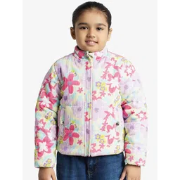 Ed-a-Mamma Girls Floral Corduroy Outdoor Puffer Jacket with Embroidered-picture-37