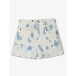 Ed-a-Mamma Girls Tie And Dye Printed Mid-Rise Pure Cotton Casual Denim Shorts-picture-52